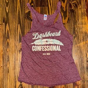 Dashboard Confessional Band Soft Heather Red Racerback Tank Top with Scoop Neck